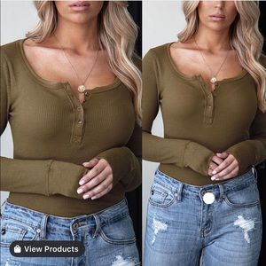 Liv Long Sleeve Top- OLIVE
